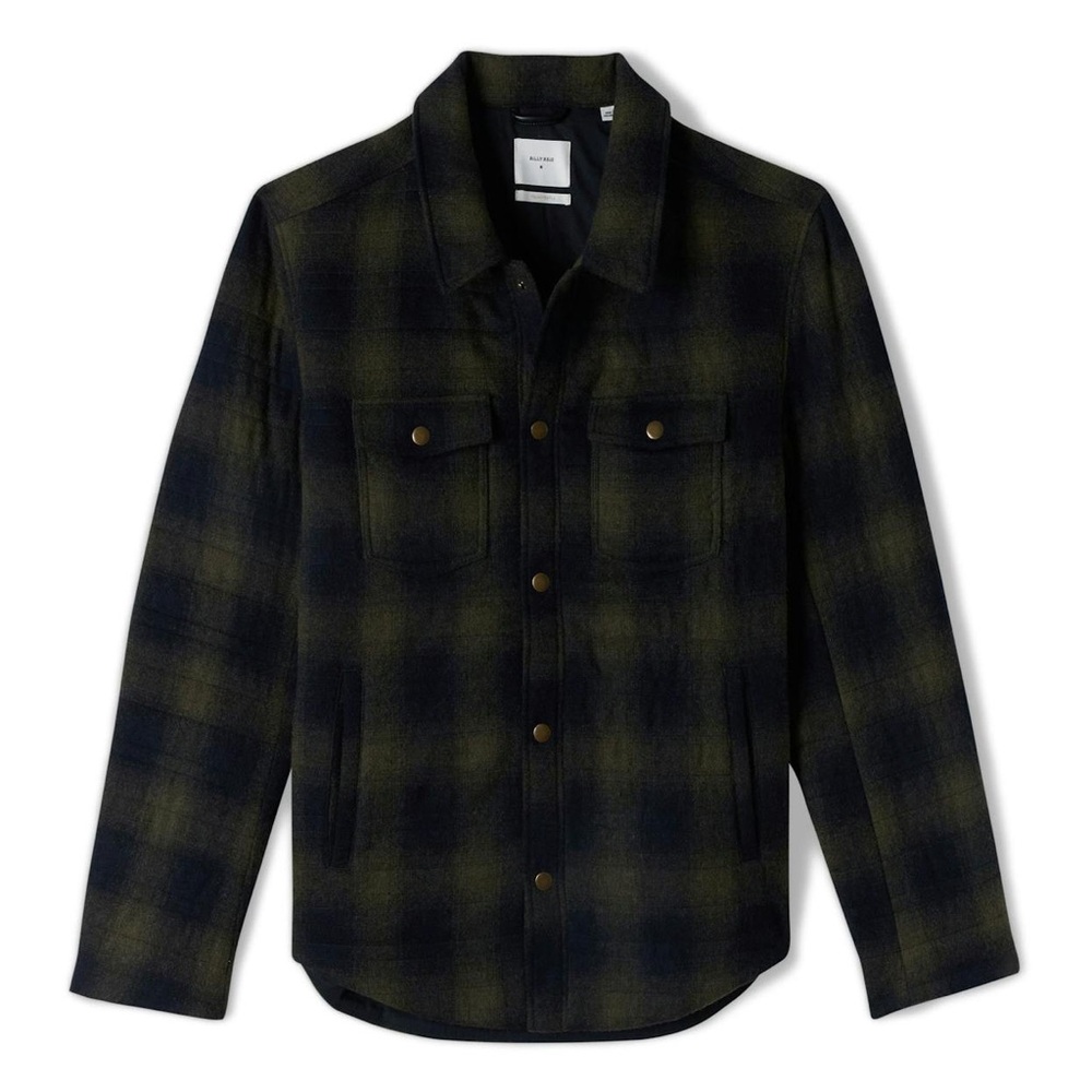 Billy Reid Navy Plaid Shirt Jacket Size Medium